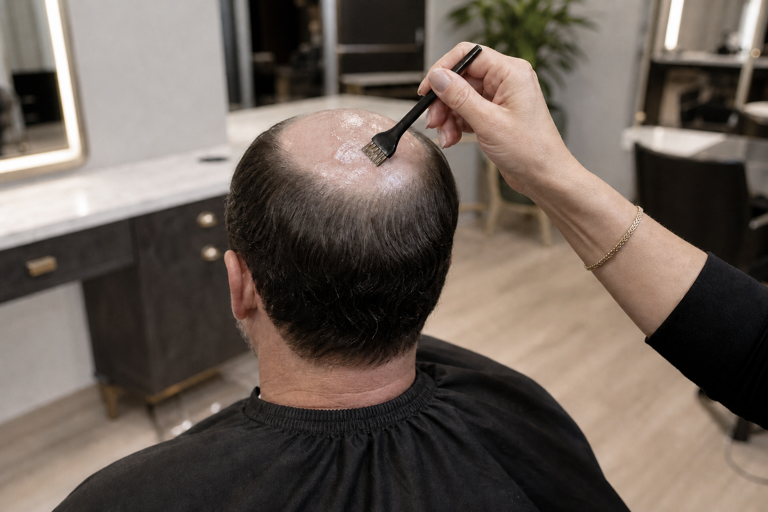 Hair system installation step in Charlotte, North Carolina